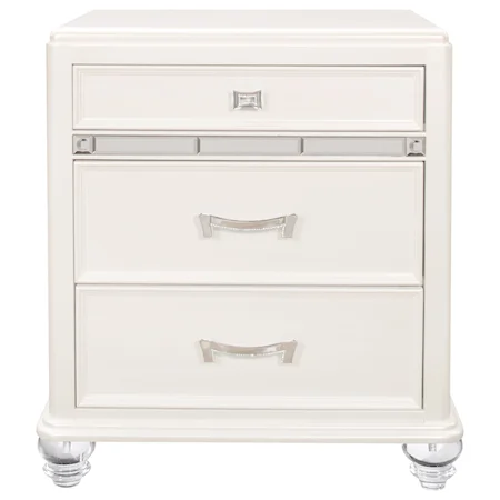 Glam 3-Drawer Nightstand with Felt-Lined Top Drawer